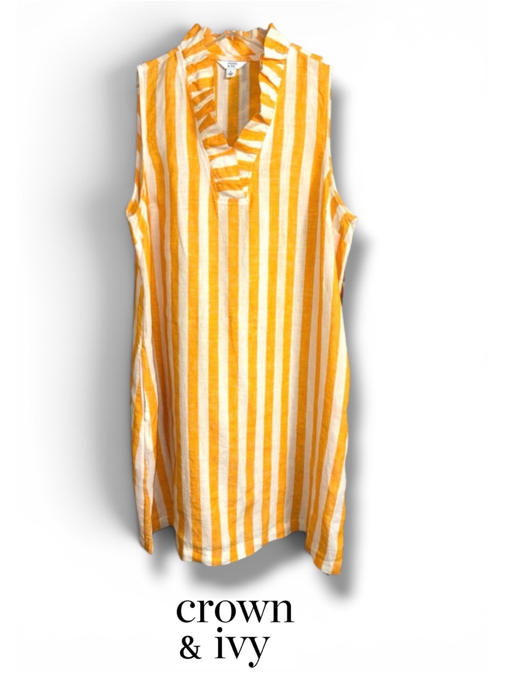 Crown & Ivy Sleeveless Linen Striped Dress